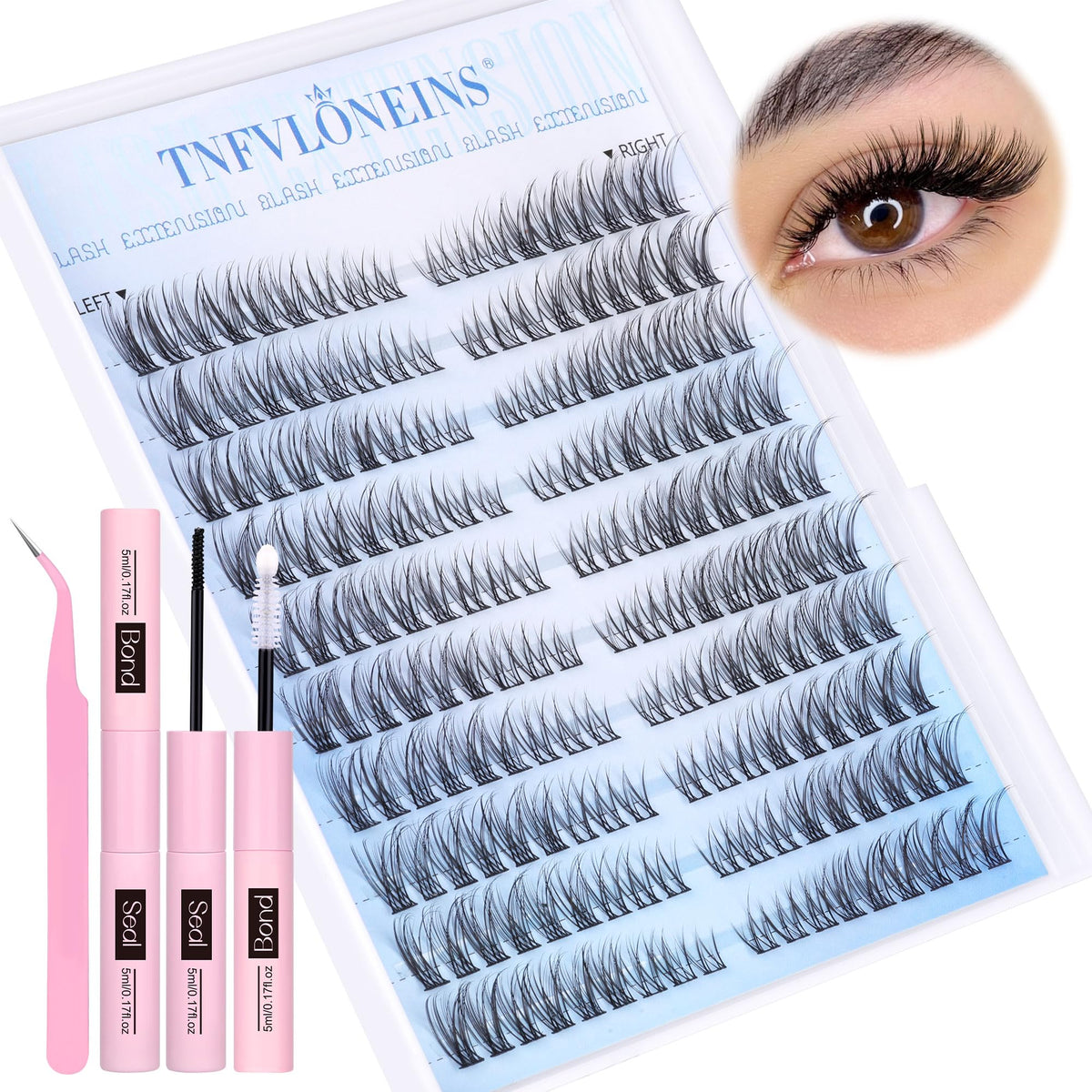 TNFVLONEINS kit front packaging showing complete lash set for easy application