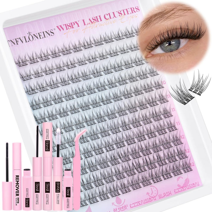TNFVLONEINS front packaging showing complete eyelash cluster kit and components