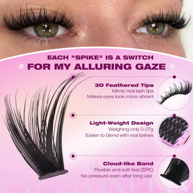 TNFVLONEINS cluster length comparison 10mm to 16mm, helps plan cat-eye or round looks