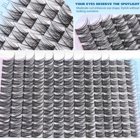 TNFVLONEINS cluster lashes with water droplets demonstrating waterproof wear benefit