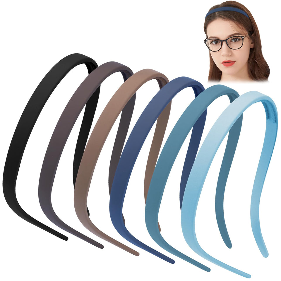 TOBATOBA front view of six headbands showing colors and compact fit benefit
