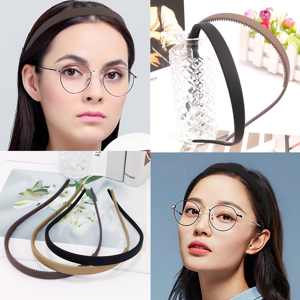 TOBATOBA headband worn with glasses showing reduced temple pressure benefit