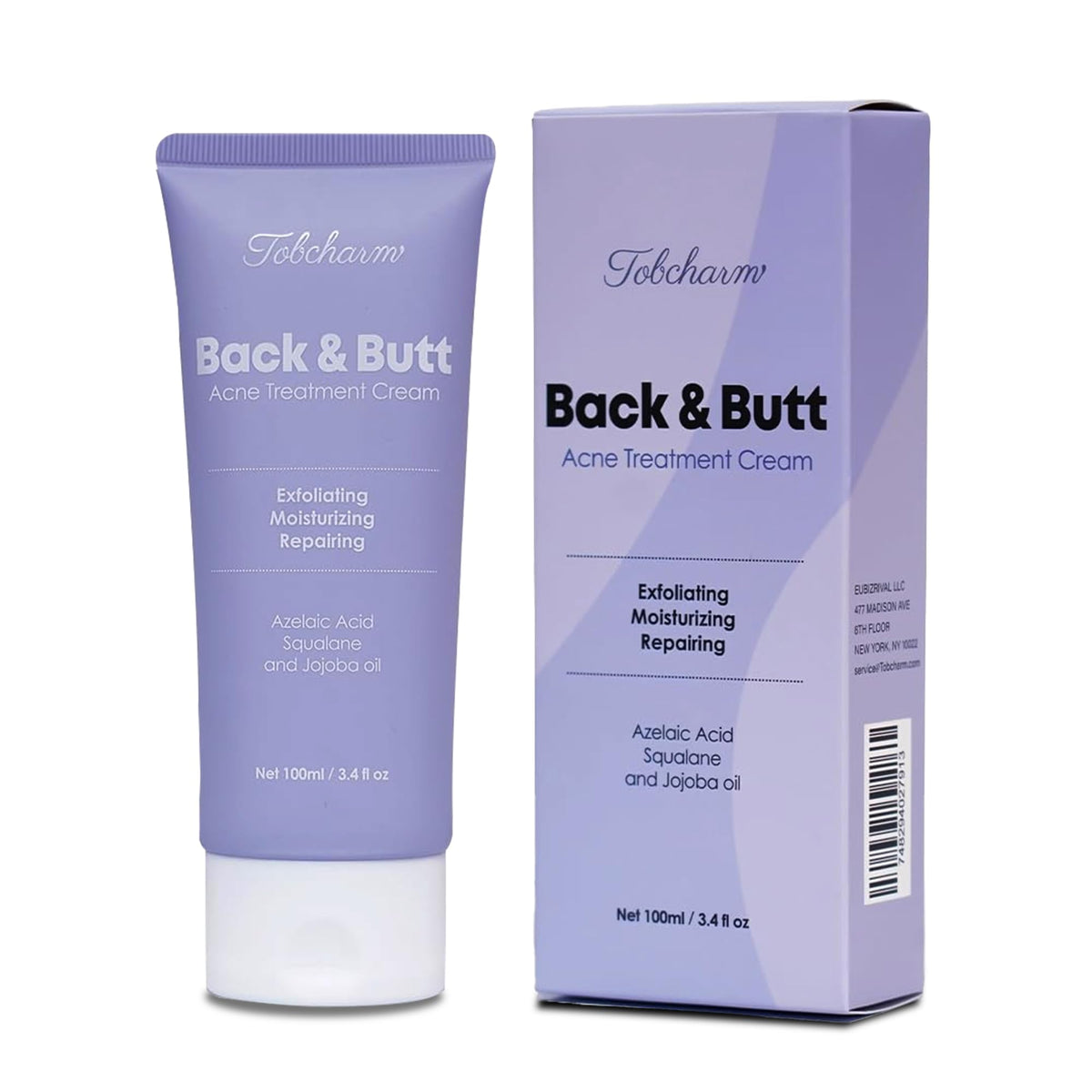 Tobcharm front packaging bottle showing label and benefit for body acne