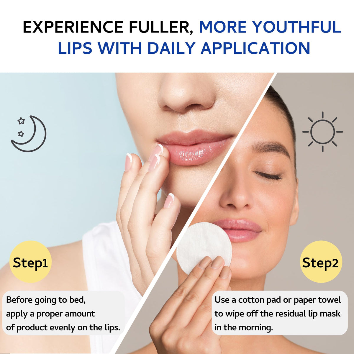 Tobcharm before and after scale comparison demonstrating smoother lips