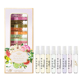 Tocca sampler box front view showing elegant presentation and gift appeal