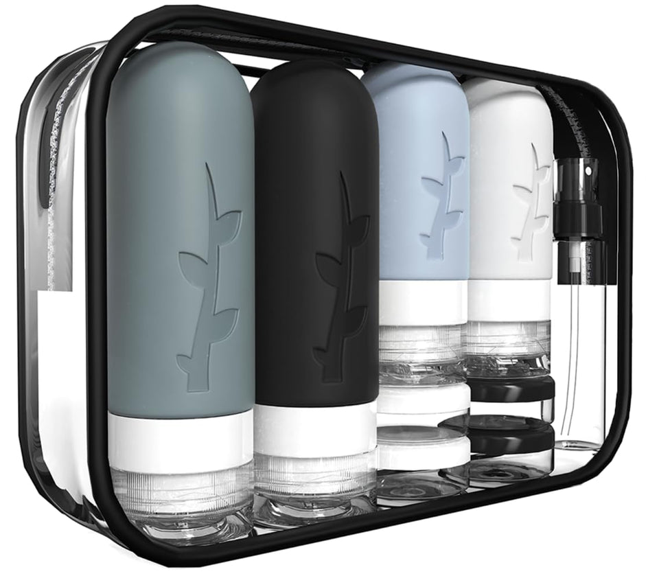 Tocelffe front view full kit showing bottles and bag for organized travel
