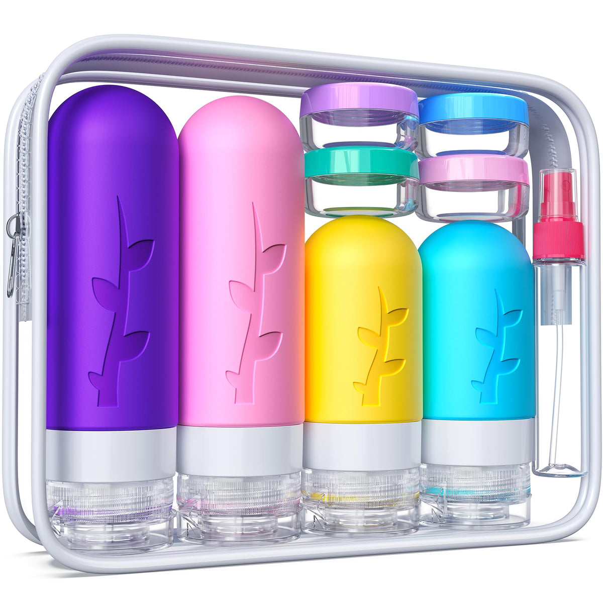 Tocelffe bottle in use pouring shampoo into sink demonstrating leak-proof refill benefit