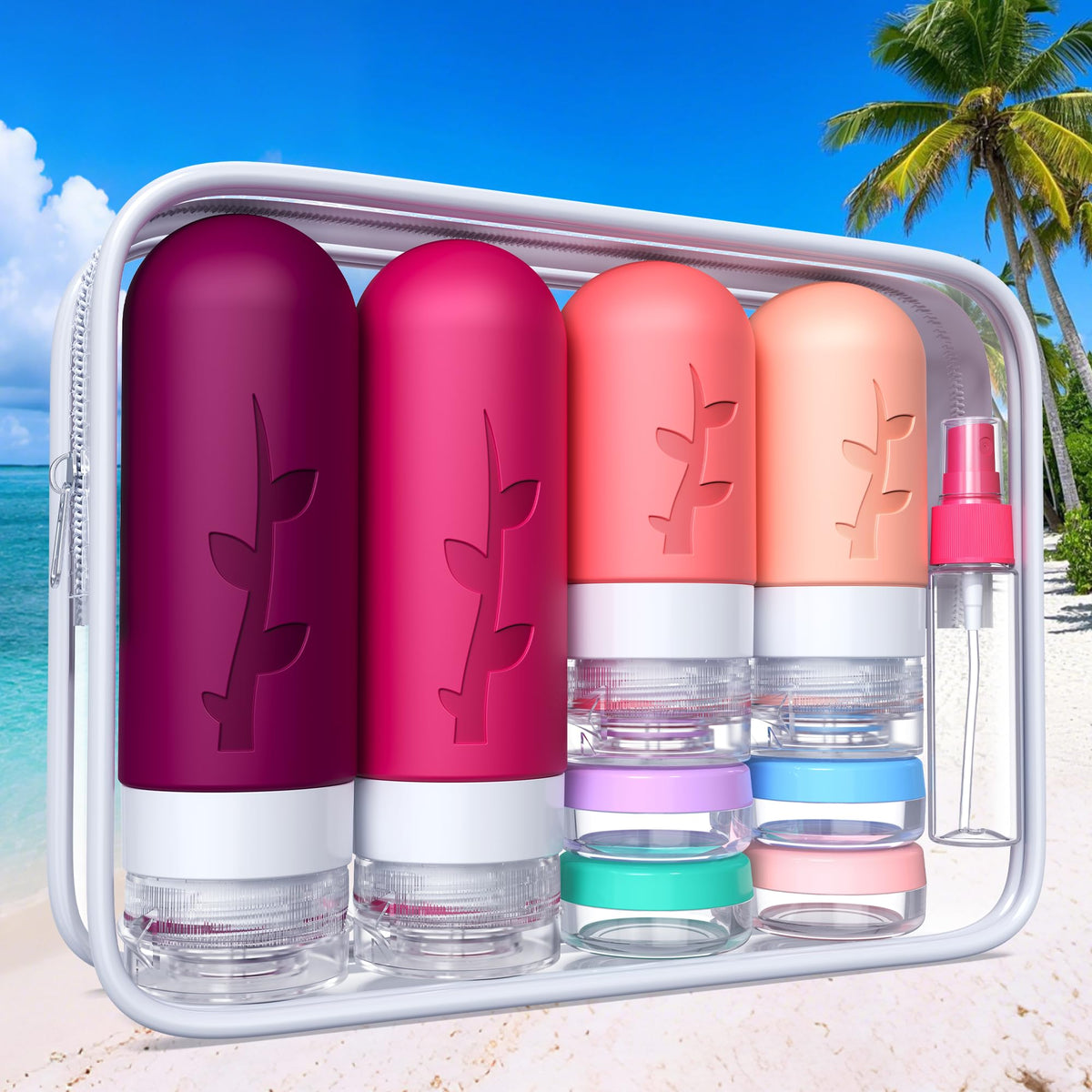Tocelffe size comparison in hand, showing TSA-friendly 3oz and 2oz travel bottles