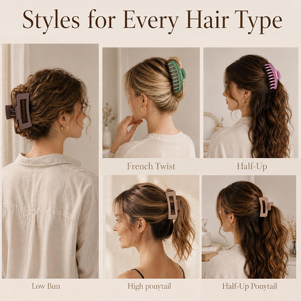 TOCESS clip securing thick curly hair demonstrating reliable all-day hold benefit