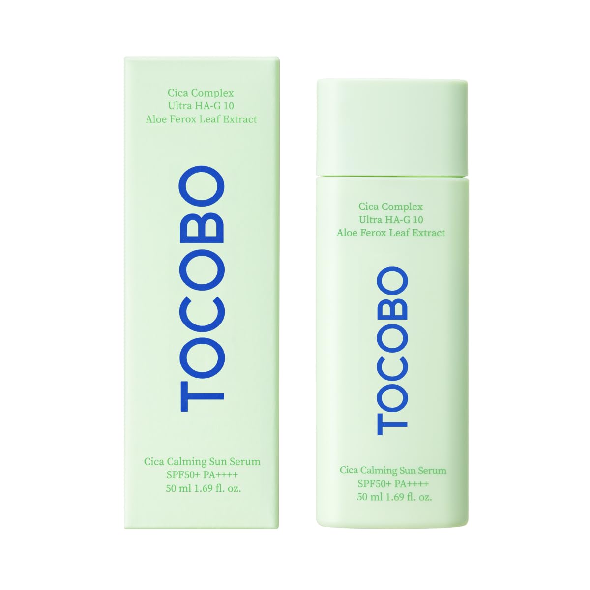 TOCOBO front packaging showing SPF50+ and calming benefits