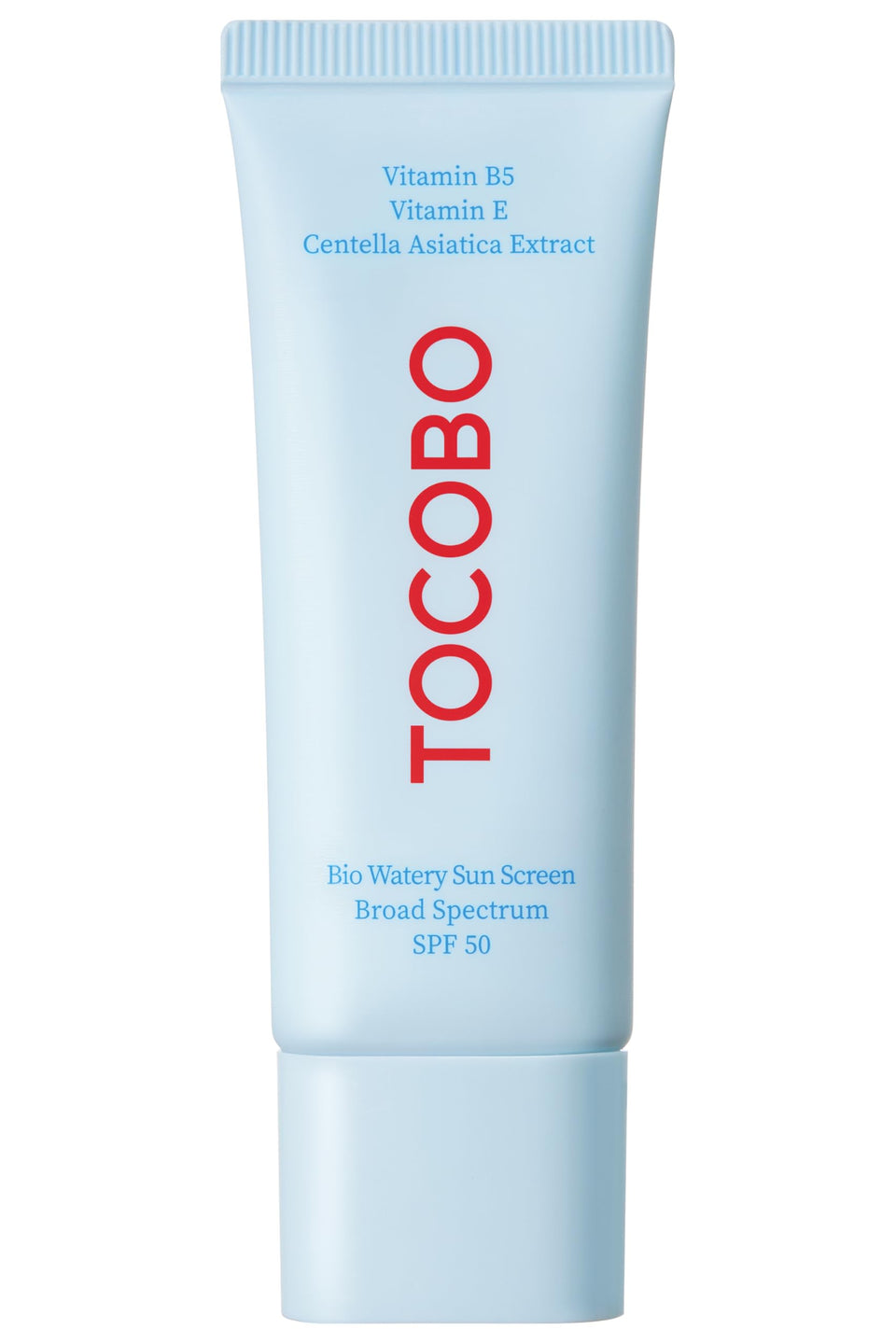 TOCOBO front tube of sunscreen showing compact 1.35 fl oz size and SPF benefit