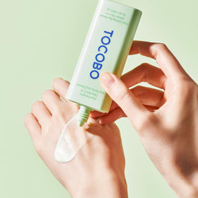 TOCOBO size comparison next to common sunscreen for scale clarity