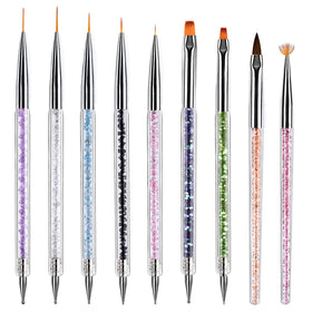 TOCOLES front view of the 9pcs brush set showing colorful handles and caps, neat organization benefit