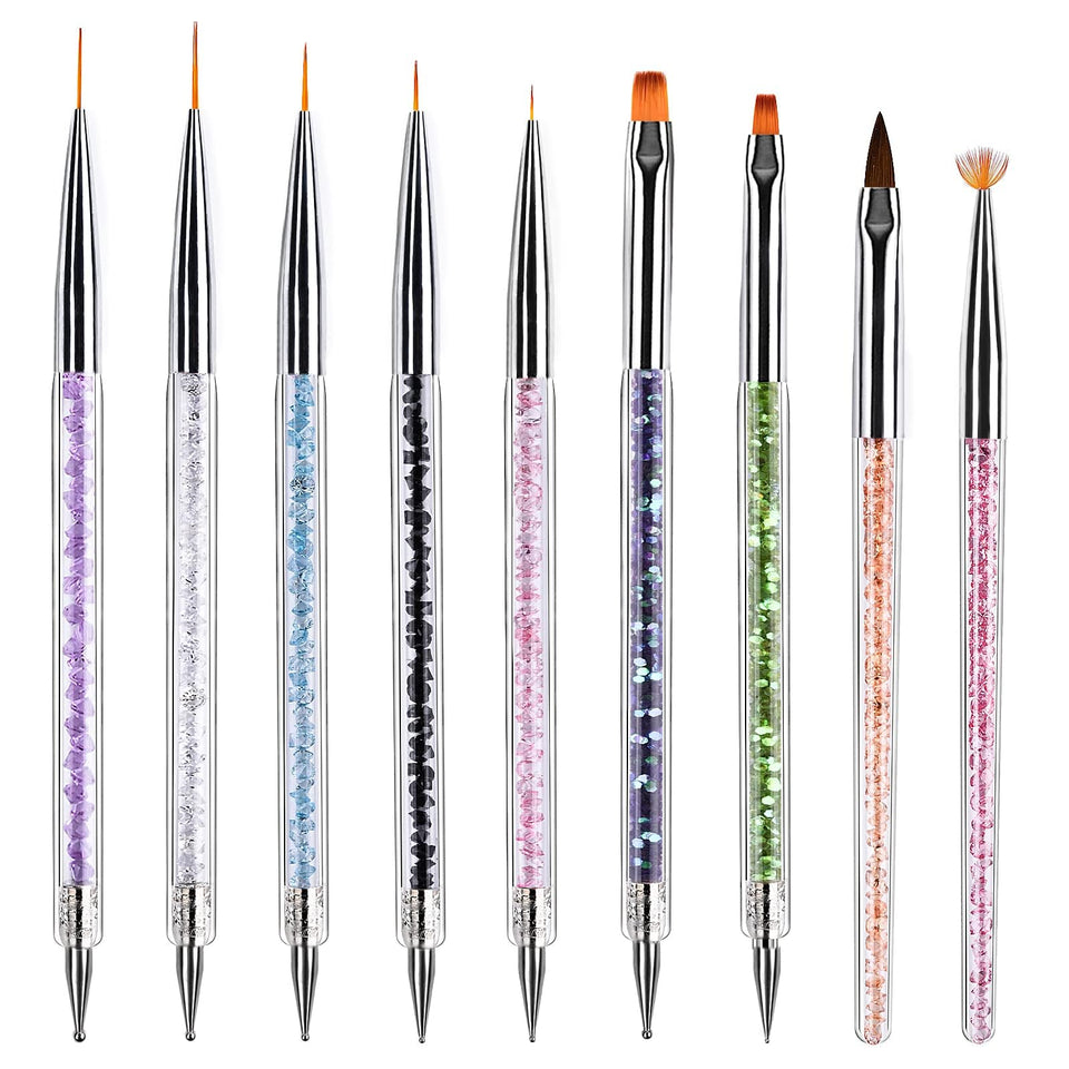 TOCOLES front view of the 9pcs brush set showing colorful handles and caps, neat organization benefit