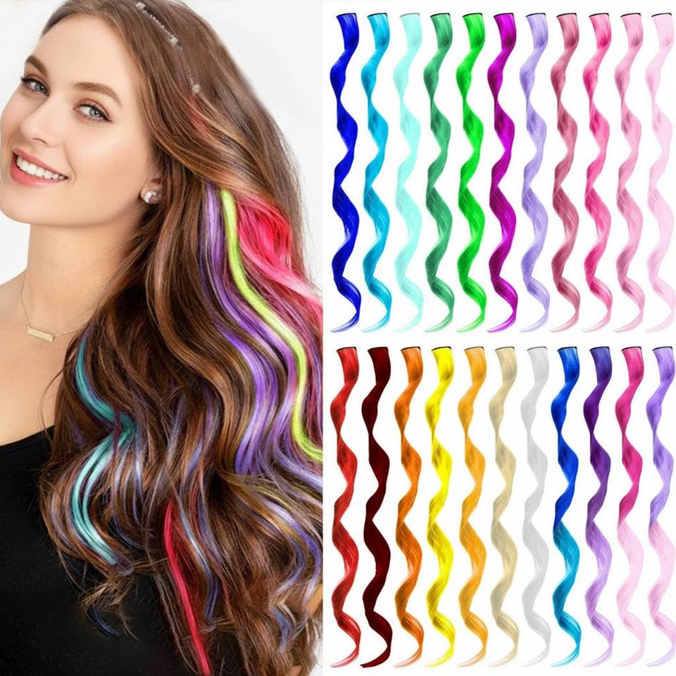 TOFAFA front packaging showing 22 colorful clip-in extensions and instant color benefit
