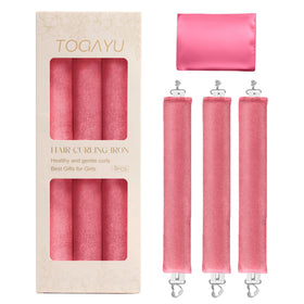 Togayu front packaging showing three jumbo velvet curlers and satin scarf for easy styling