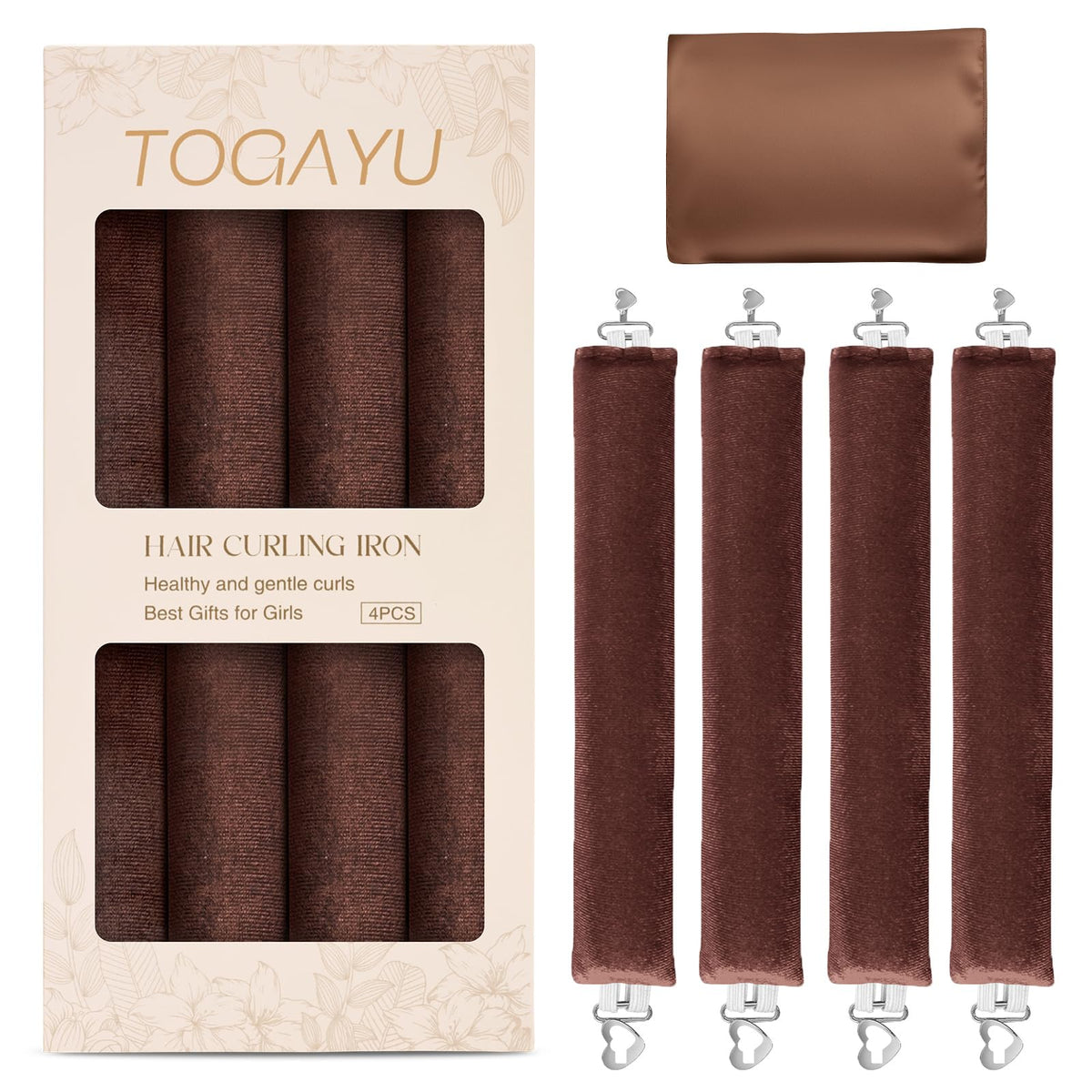 Togayu front packaging showing velvet curlers and scissors benefits convenience