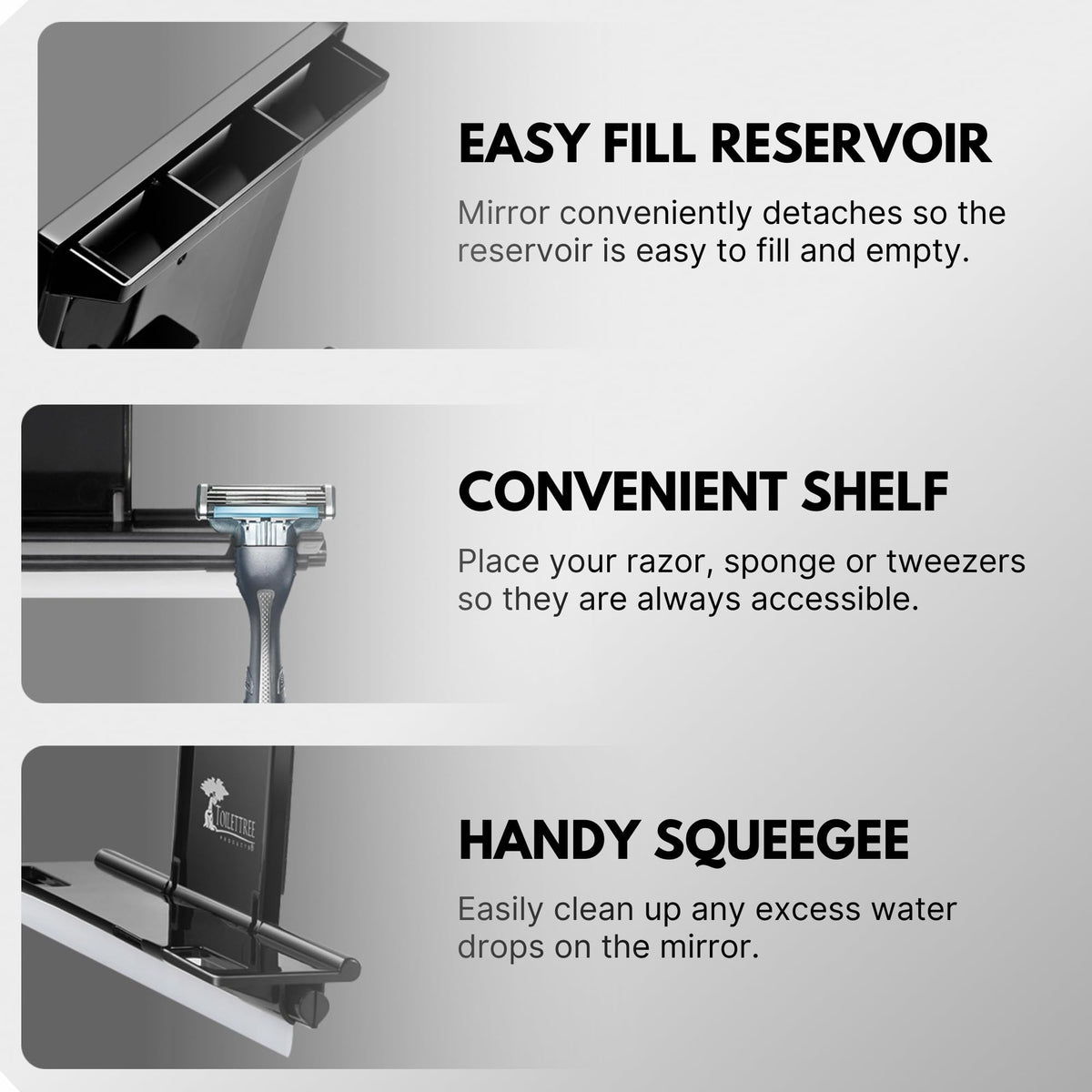 ToiletTree adjustable pivot demonstrated angling mirror for precise grooming