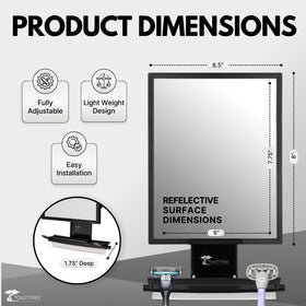 ToiletTree mirror adhered to shower tile showing secure installation advantage