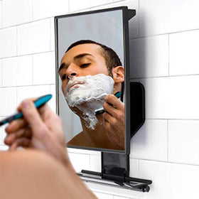 ToiletTree close-up of thin-frame mirror highlighting larger viewing area benefit