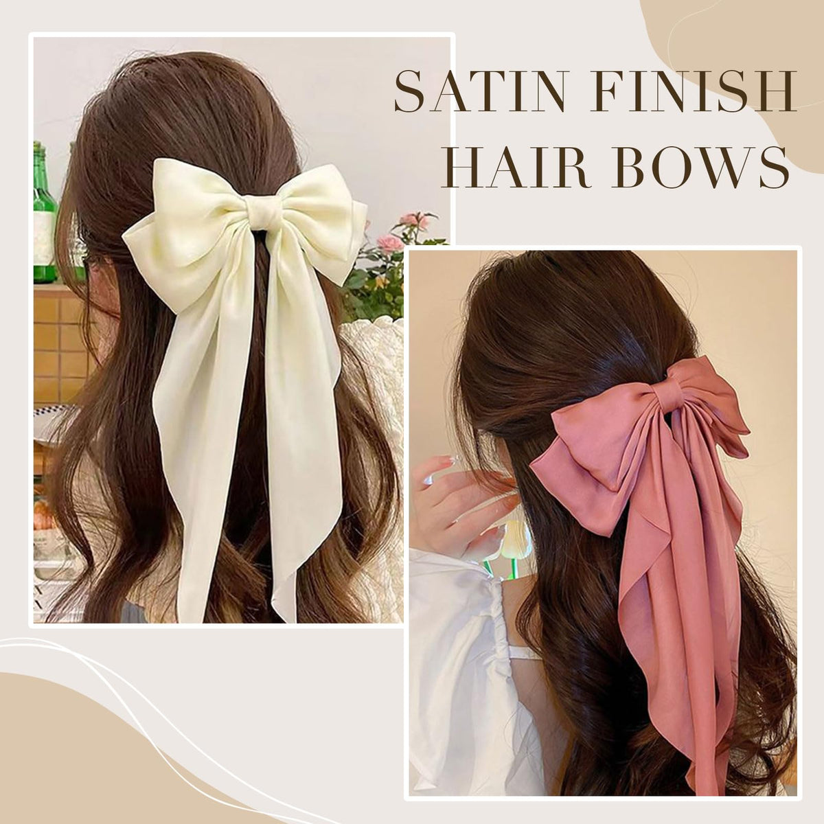 TOKUFAGU bow clipped in a ponytail showing styling ease and polished look