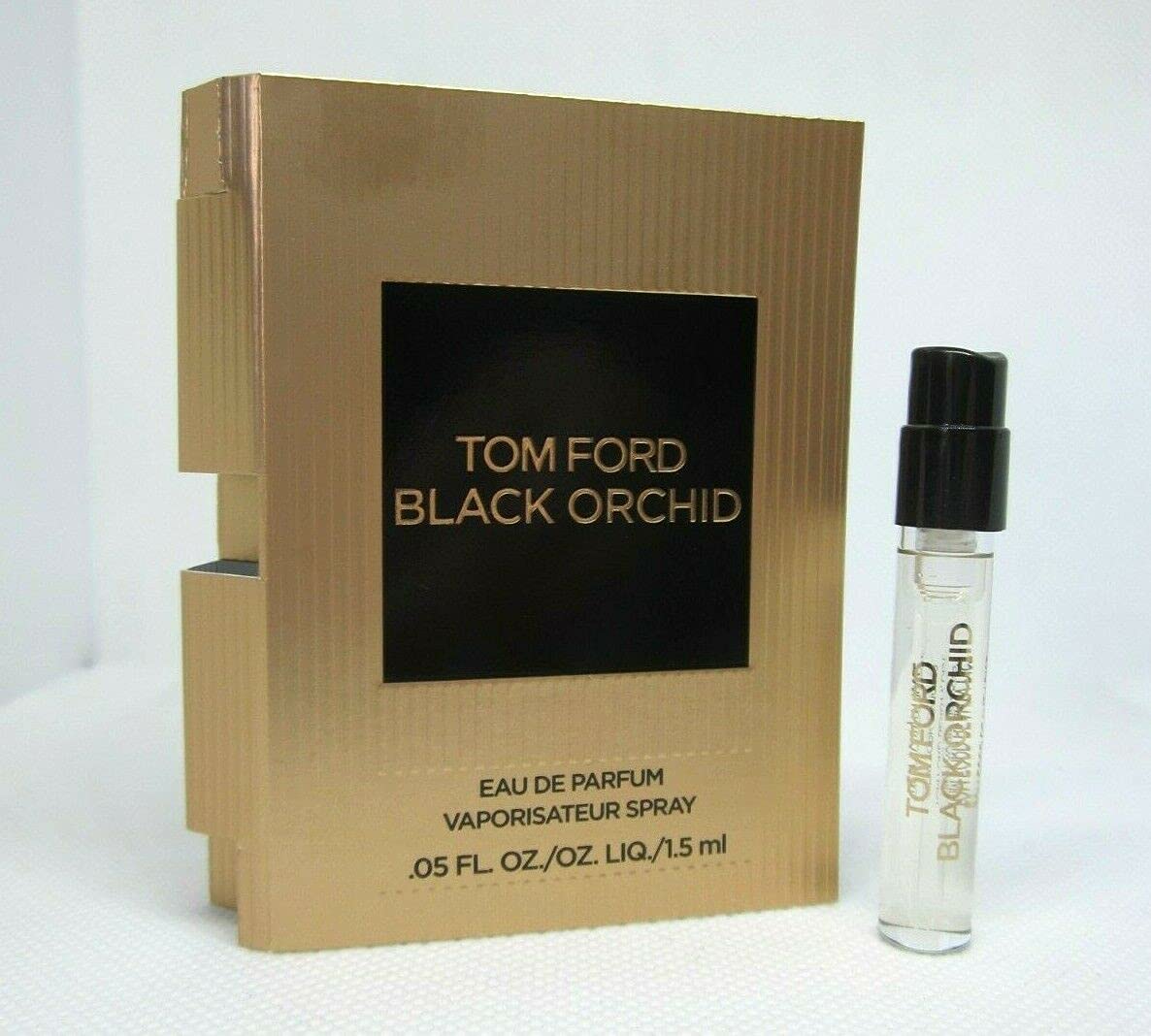 Tom Ford Black Orchid front spray vial showing packaging and elegant compact size benefit