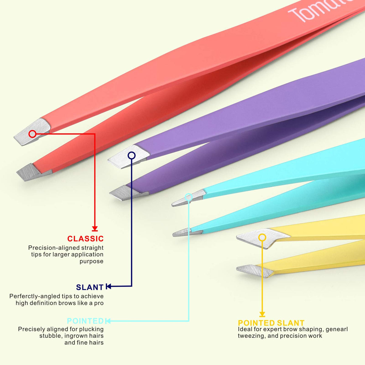 Tomata close-up of fine point tip offering precise single-hair removal