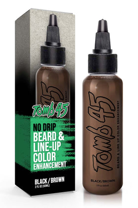 tomb45 bottle front packaging showing brown black shade and professional finish
