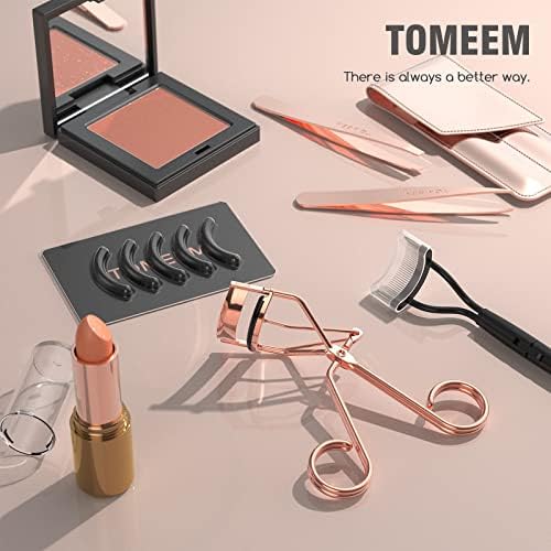 TOMEEM eyelash curler with built-in comb separating lashes for fuller look