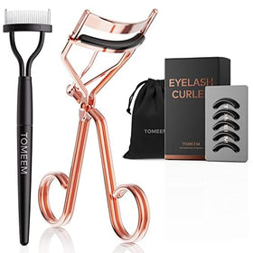 TOMEEM rose gold curler front view showing sleek design and travel readiness