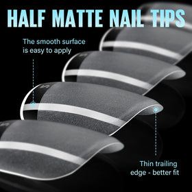 TOMICCA extra-short tips applied to natural nails before polish for a seamless, natural base