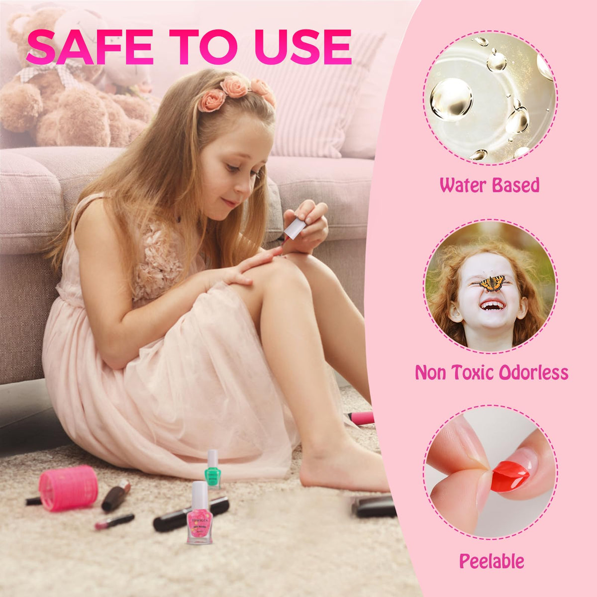 TOMICCA brush application closeup demonstrating easy child-friendly brush