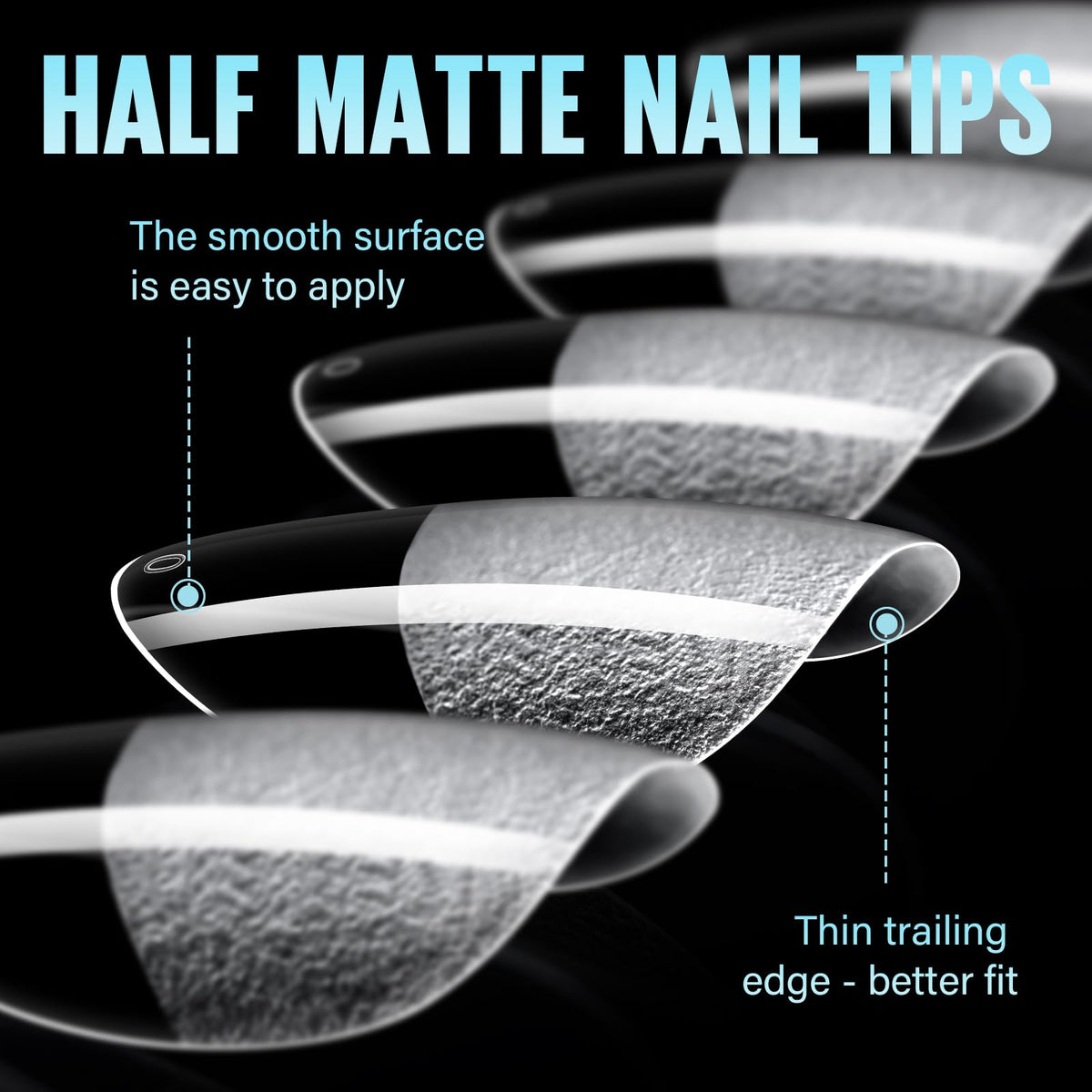 TOMICCA close-up of half-matte inner surface for stronger adhesion