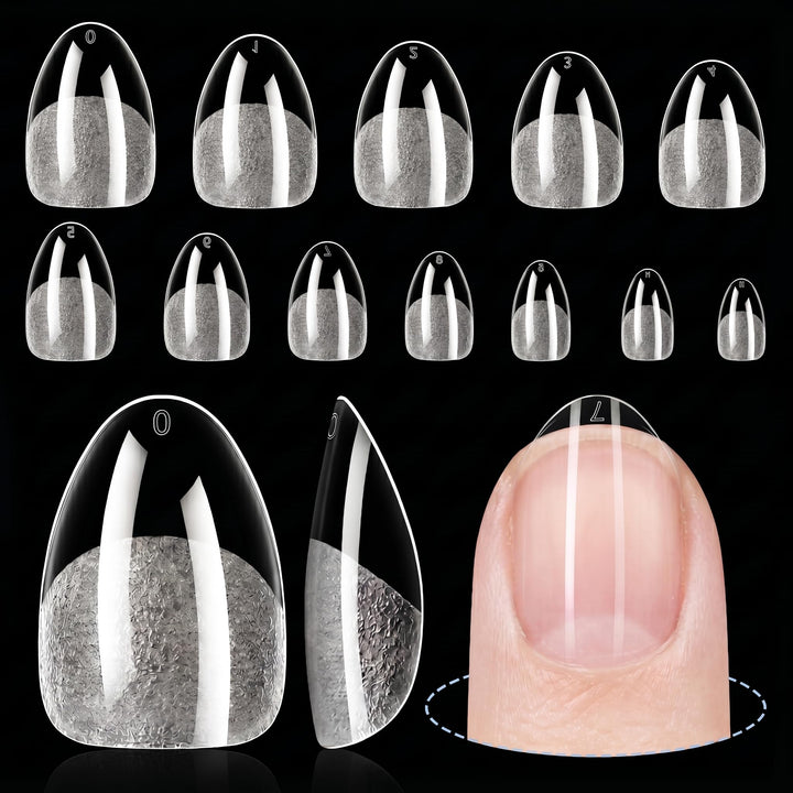 TOMICCA front packaging showing 192 clear almond tips and benefits