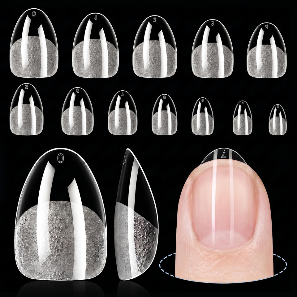 TOMICCA front packaging showing 192 clear almond tips and benefits