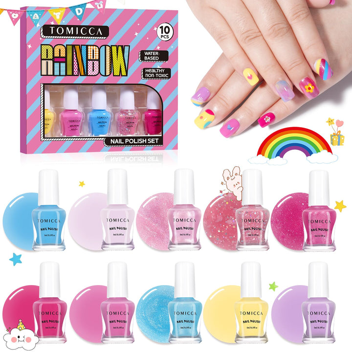 TOMICCA front packaging showing 10 colorful bottles and brand logo for quick selection