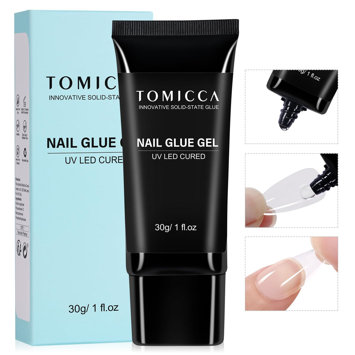 TOMICCA front tube showing product label and compact 30g size, easy storage