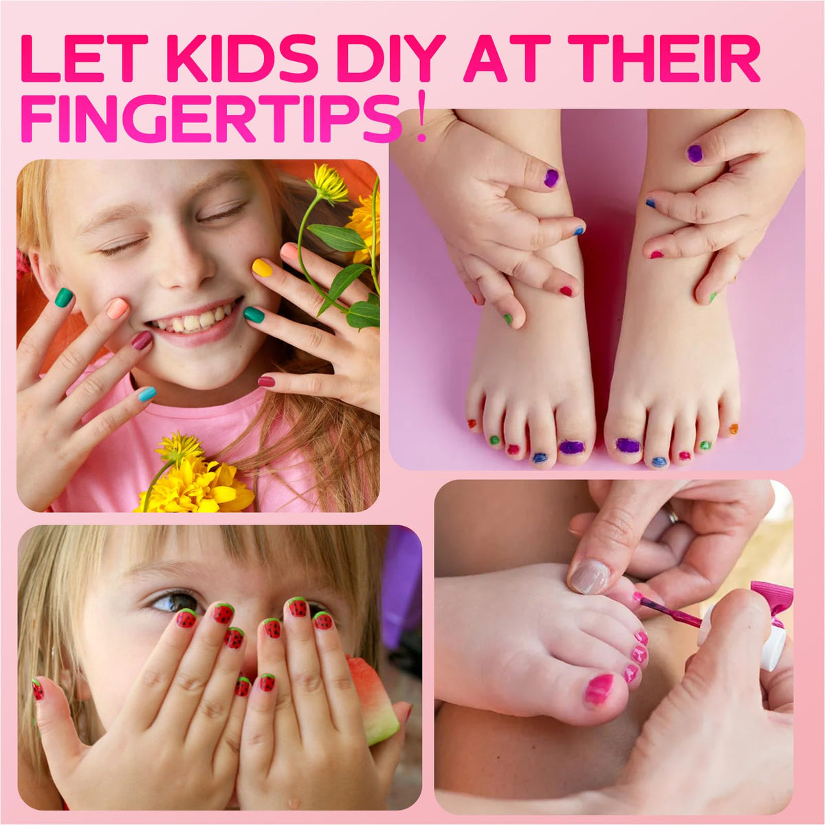 TOMICCA kid applying polish with adult supervision for safe play