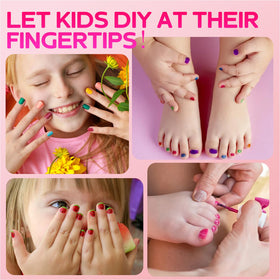 TOMICCA kid applying polish with adult supervision for safe play