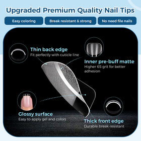 TOMICCA side view of pre-shaped extra short square tip highlighting natural fit