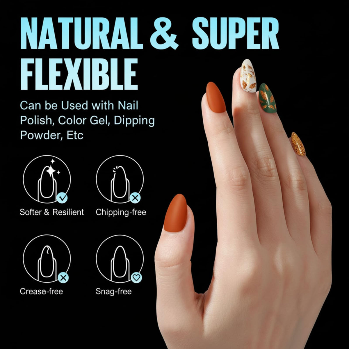 TOMICCA applying a press-on nail demonstrating quick at-home installation
