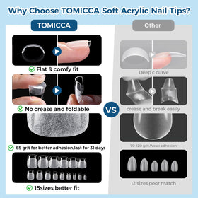 TOMICCA organized size swatch showing 15 sizes for precise matching