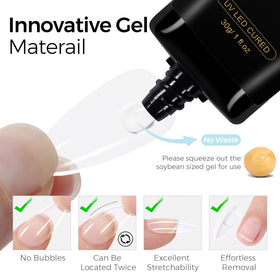 TOMICCA semi-solid gel texture closeup showing smooth consistency for bubble-free bonds
