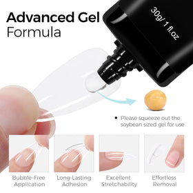 Hand applying a press-on using TOMICCA glue demonstrating neat, accurate tip placement