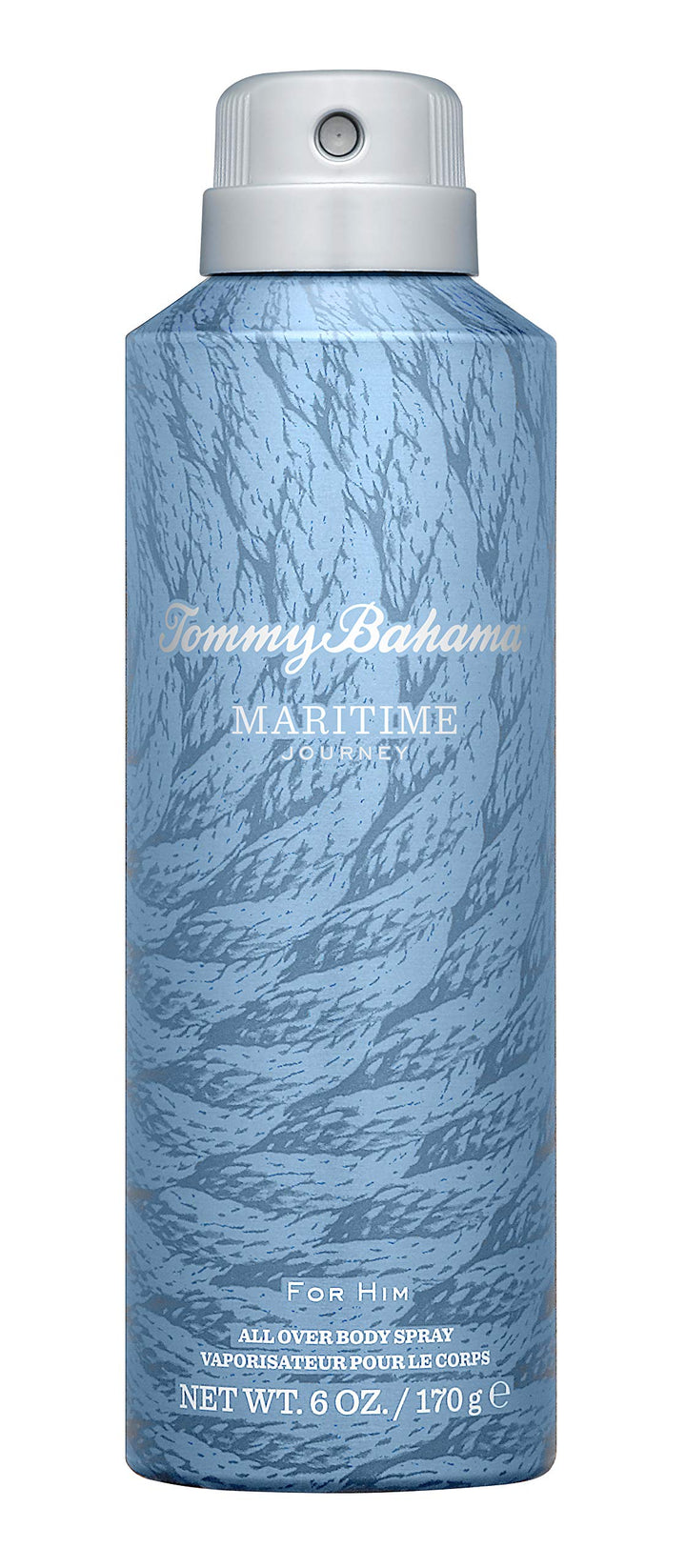 Tommy Bahama Maritime Journey front canister showing label and fresh-sea styling for quick refresh