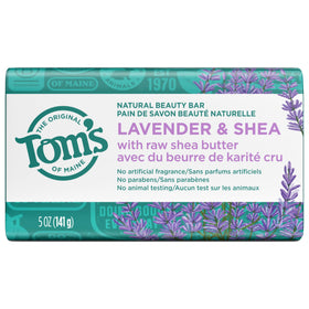 Tom's of Maine bar in a bathroom setting conveying a calming shower ritual