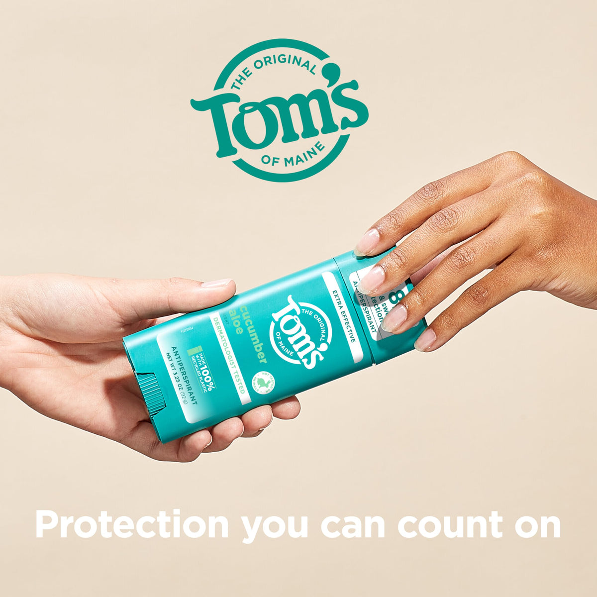 Tom's of Maine with cucumber and aloe visuals emphasizing natural scent and soothing elements