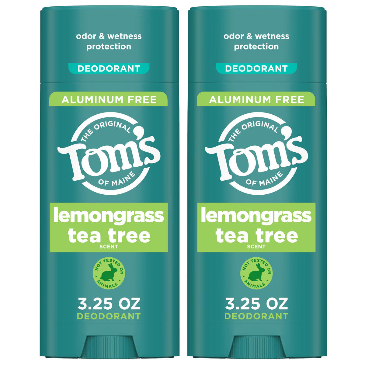 Tom's of Maine front packaging showing lemongrass tea tree scent and benefits