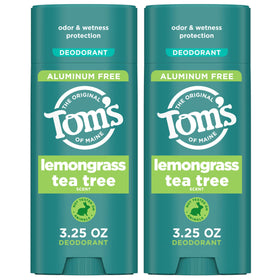 Tom's of Maine front packaging showing lemongrass tea tree scent and benefits