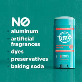 Tom's of Maine deodorant being applied showing clear non-staining finish